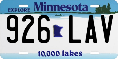 MN license plate 926LAV