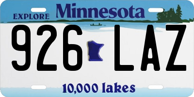 MN license plate 926LAZ