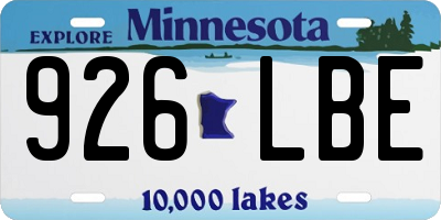 MN license plate 926LBE