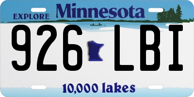 MN license plate 926LBI