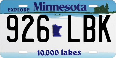 MN license plate 926LBK
