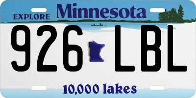 MN license plate 926LBL