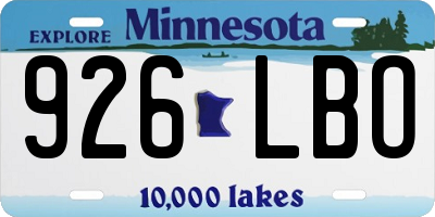 MN license plate 926LBO