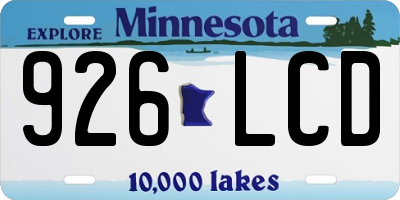 MN license plate 926LCD