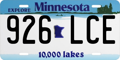 MN license plate 926LCE