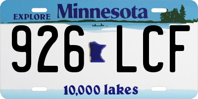 MN license plate 926LCF