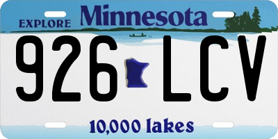 MN license plate 926LCV