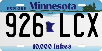 MN license plate 926LCX