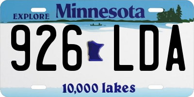 MN license plate 926LDA