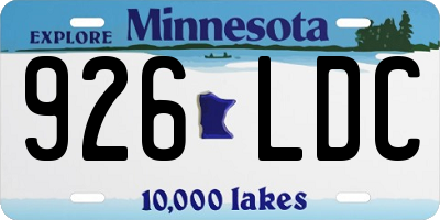 MN license plate 926LDC