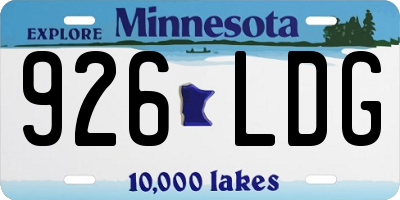 MN license plate 926LDG