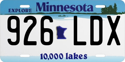 MN license plate 926LDX