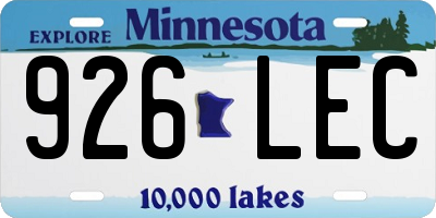 MN license plate 926LEC