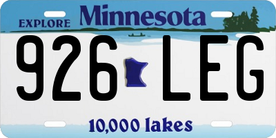 MN license plate 926LEG