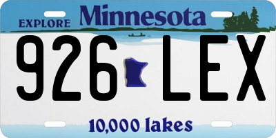 MN license plate 926LEX
