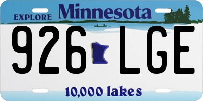 MN license plate 926LGE