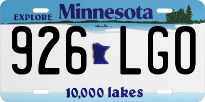 MN license plate 926LGO