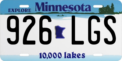 MN license plate 926LGS