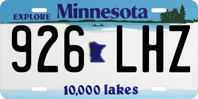MN license plate 926LHZ