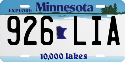 MN license plate 926LIA