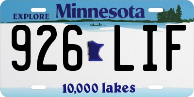 MN license plate 926LIF