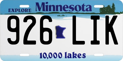 MN license plate 926LIK