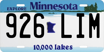 MN license plate 926LIM