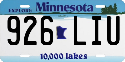 MN license plate 926LIU