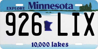 MN license plate 926LIX