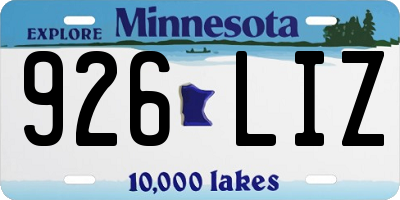 MN license plate 926LIZ