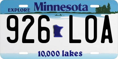 MN license plate 926LOA