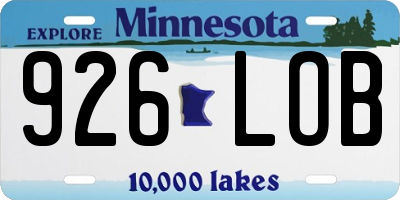 MN license plate 926LOB