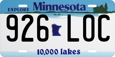 MN license plate 926LOC
