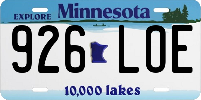 MN license plate 926LOE
