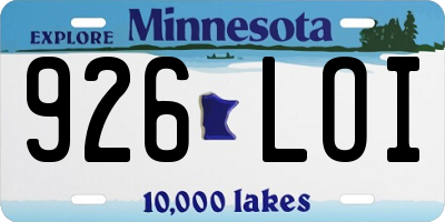 MN license plate 926LOI