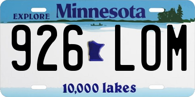 MN license plate 926LOM