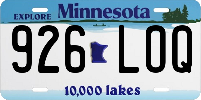 MN license plate 926LOQ