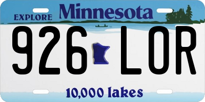 MN license plate 926LOR
