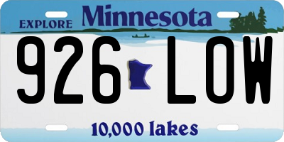 MN license plate 926LOW