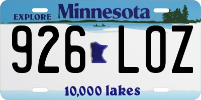 MN license plate 926LOZ