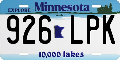 MN license plate 926LPK