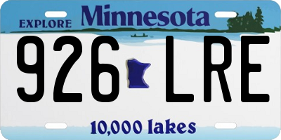 MN license plate 926LRE