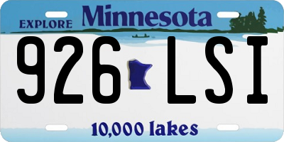 MN license plate 926LSI