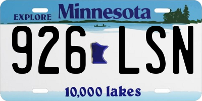 MN license plate 926LSN