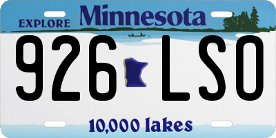 MN license plate 926LSO