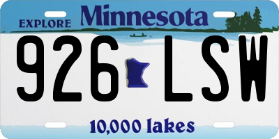MN license plate 926LSW