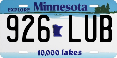 MN license plate 926LUB
