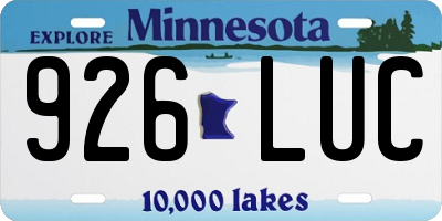 MN license plate 926LUC