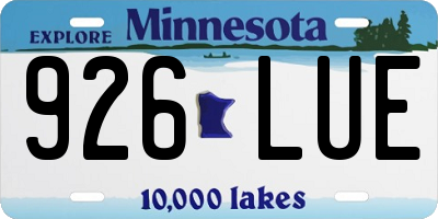 MN license plate 926LUE