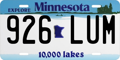 MN license plate 926LUM